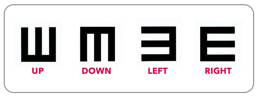 Landolt Tumbling E Eye Test Up Down Left Right